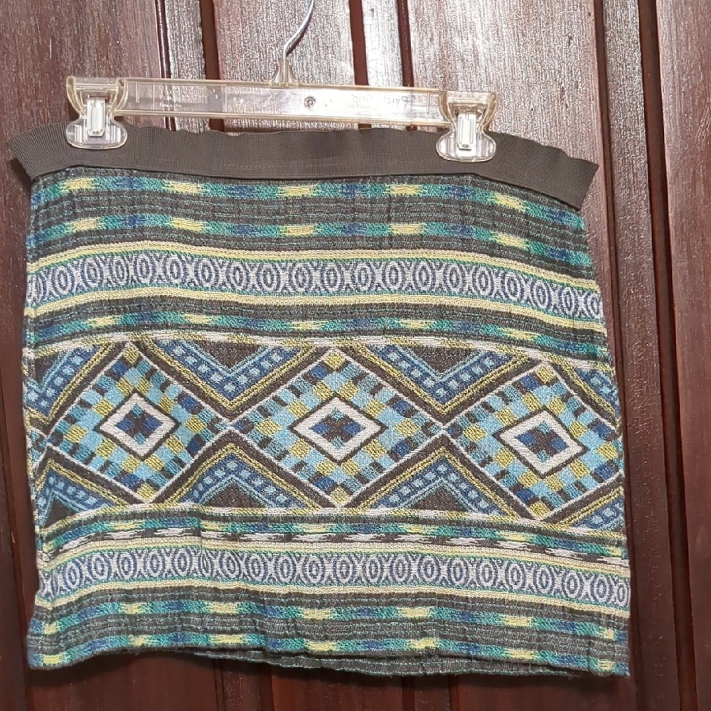American Eagle Outfitters Blue and Green Geometric Pencil Skirt
